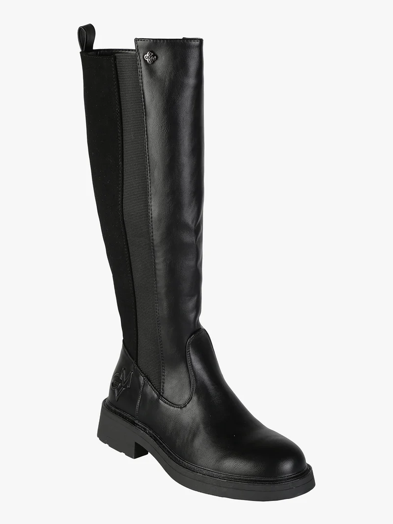 Stivali donna in ecopelle con zip - nero