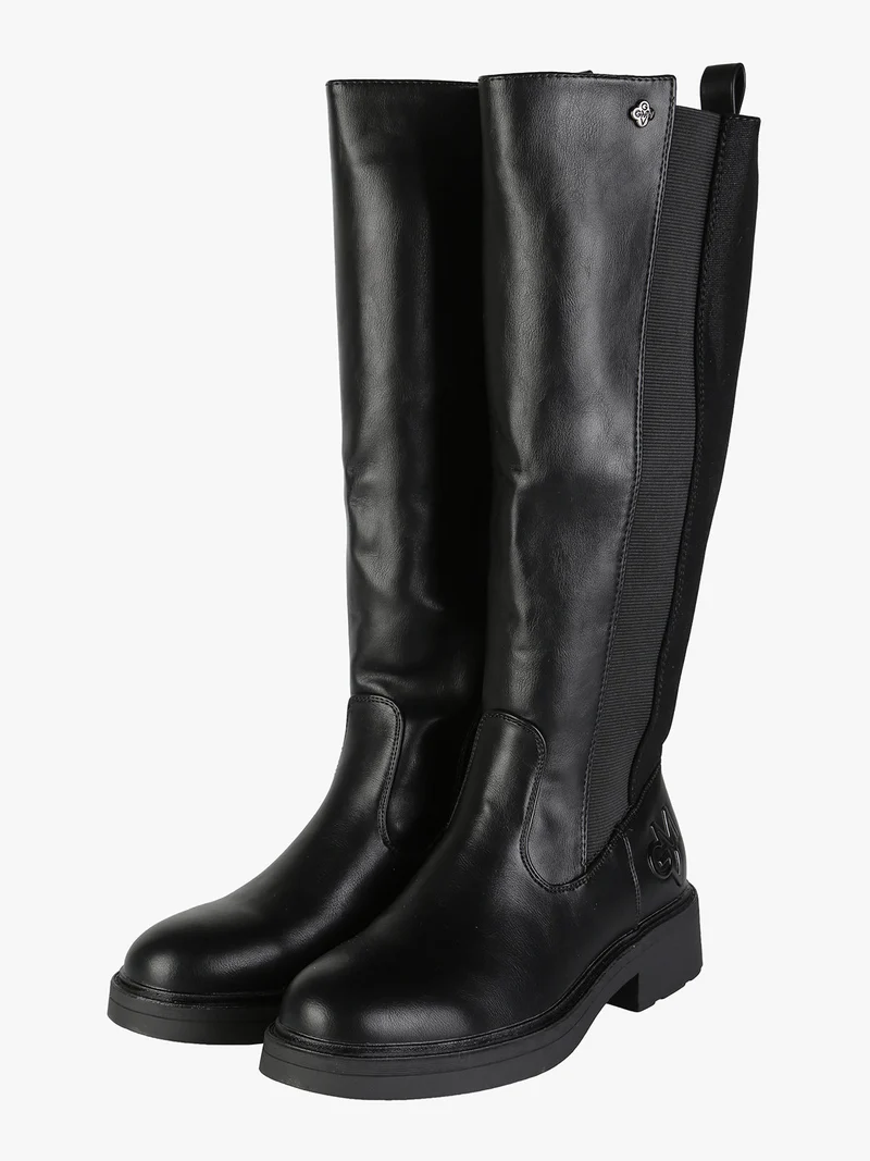 Stivali donna in ecopelle con zip - nero