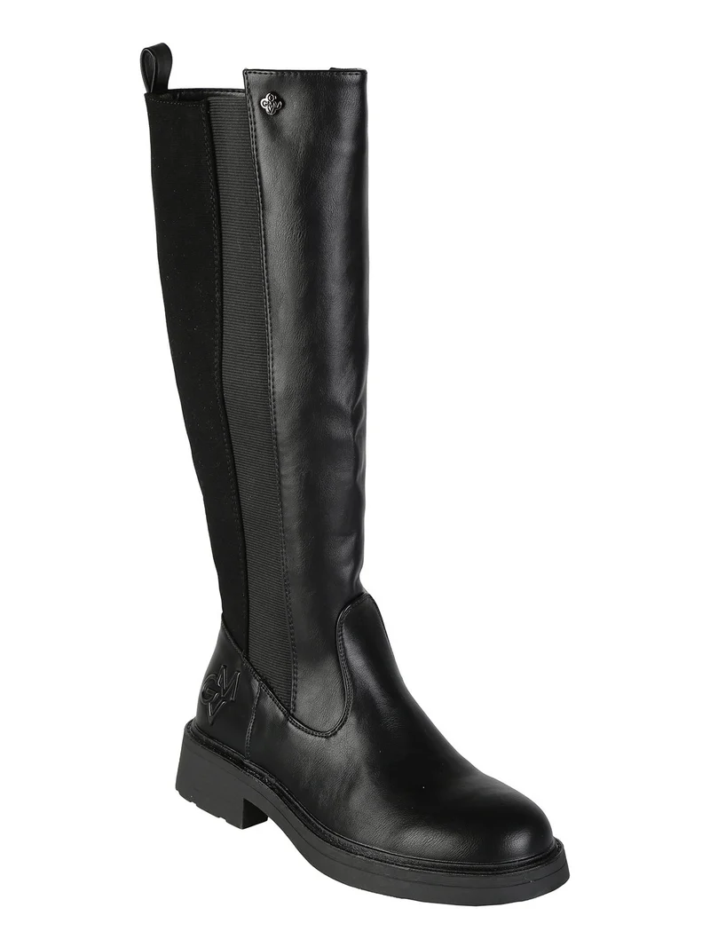 Stivali donna in ecopelle con zip - nero