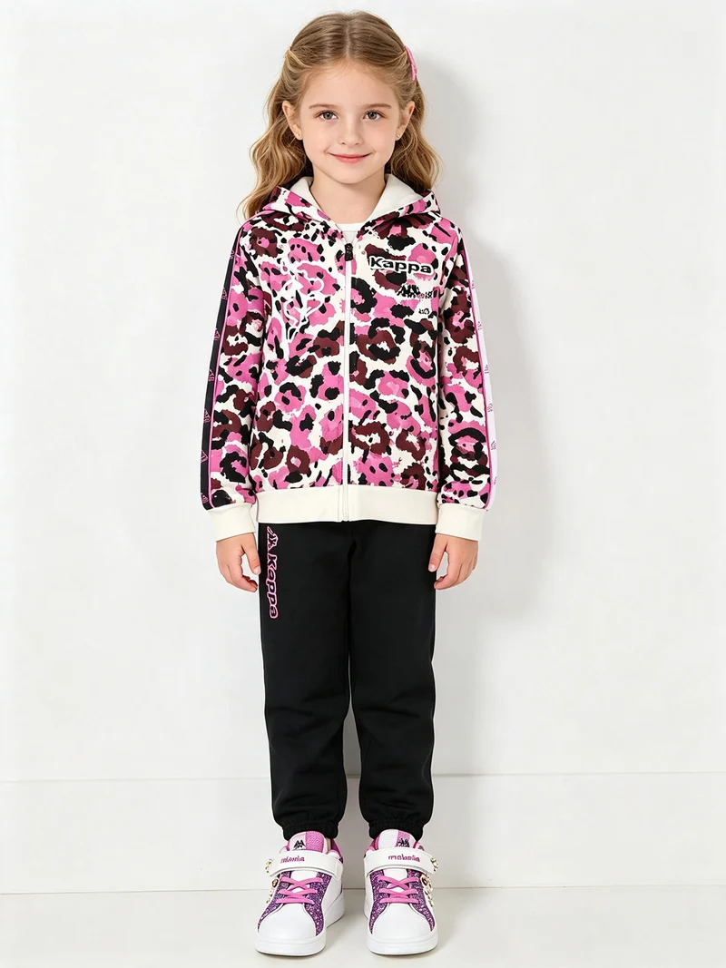 Completo tuta da bambina 2 pezzi full zip con cappuccio e interno felpato - panna