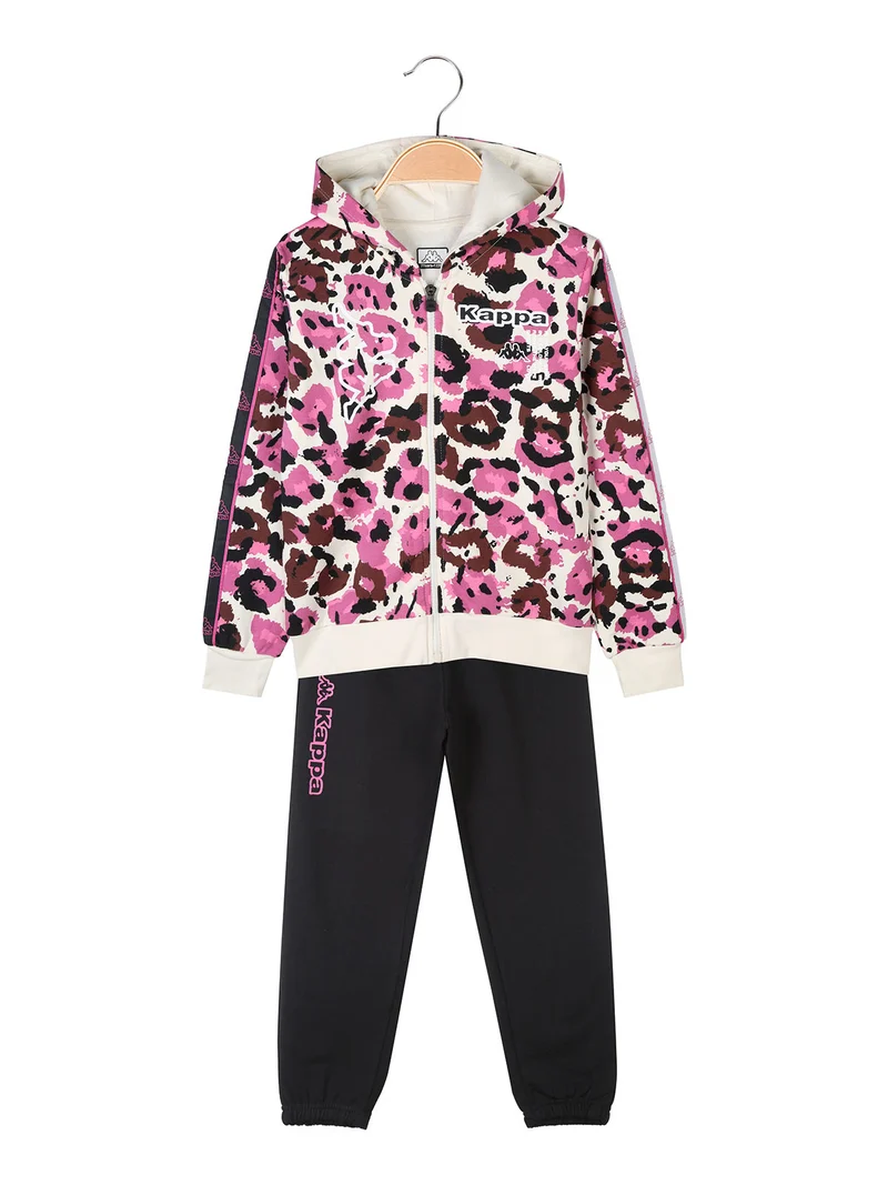 Completo tuta da bambina 2 pezzi full zip con cappuccio e interno felpato - panna