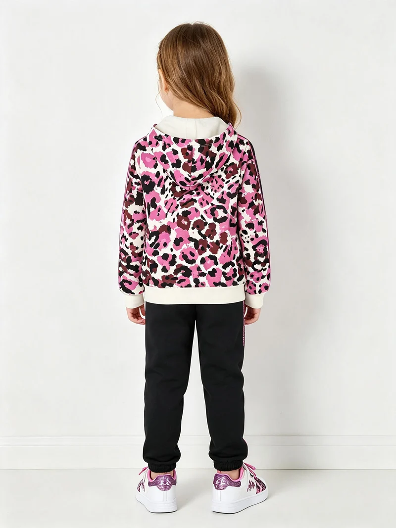Completo tuta da bambina 2 pezzi full zip con cappuccio e interno felpato - panna
