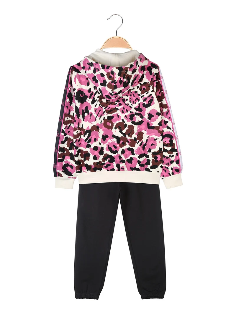 Completo tuta da bambina 2 pezzi full zip con cappuccio e interno felpato - panna
