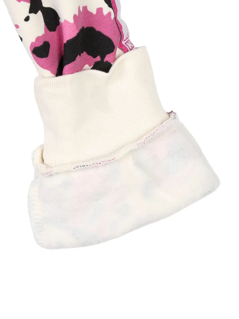 Completo tuta da bambina 2 pezzi full zip con cappuccio e interno felpato - panna
