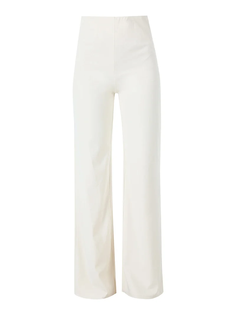 Pantaloni donna a vita alta - panna
