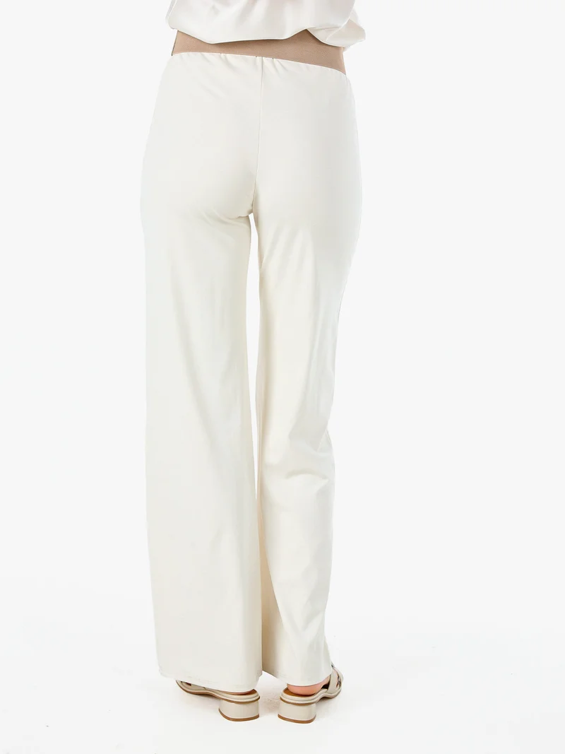 Pantaloni donna a vita alta - panna
