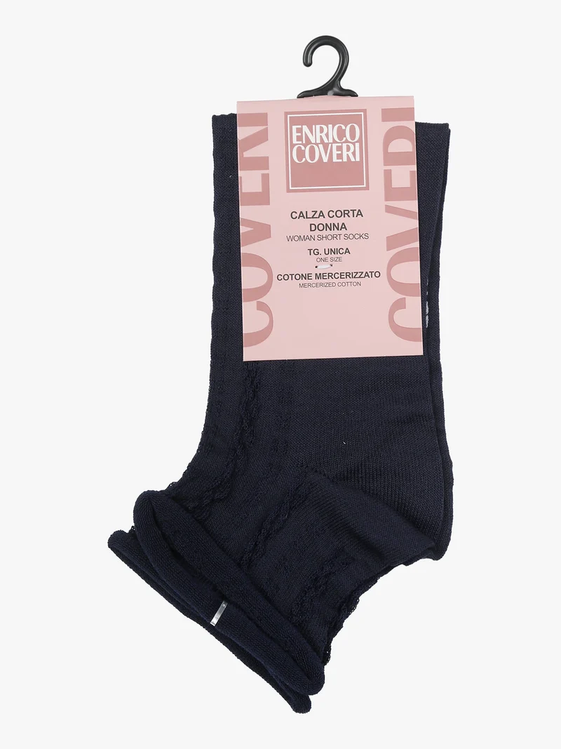 Calze corte da donna con ricami - blu scuro