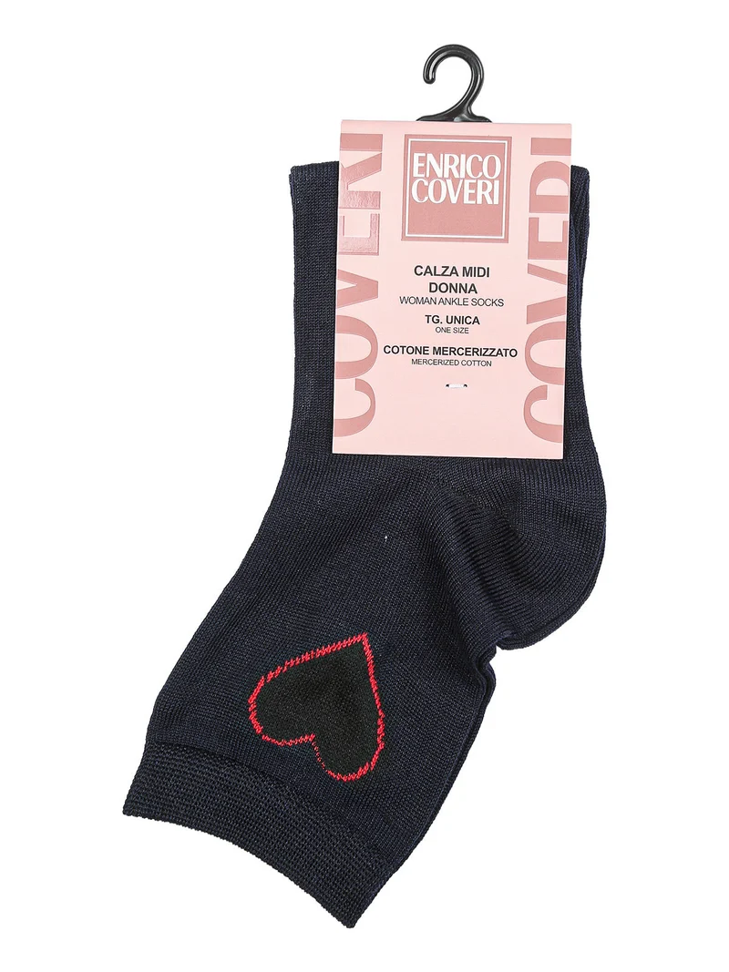Calze midi da donna in cotone mercerizzato - blu scuro