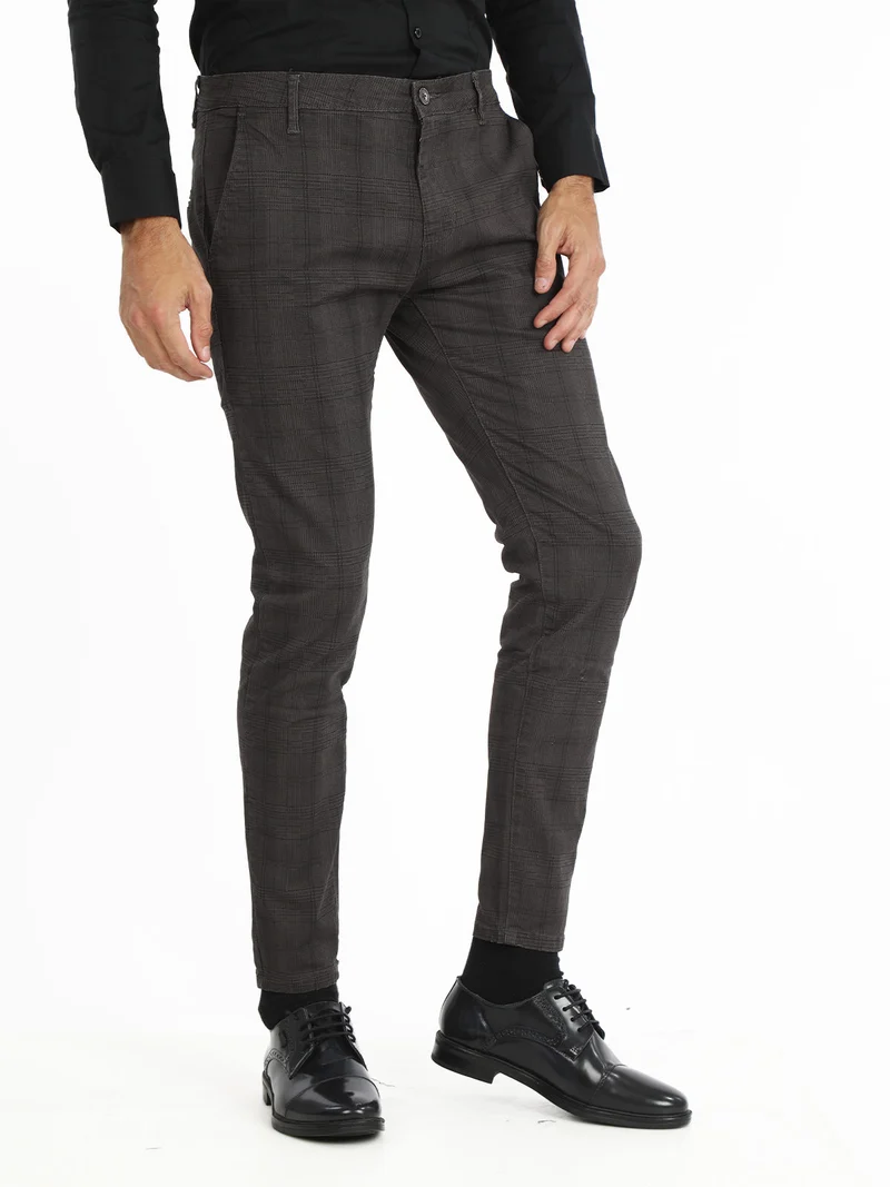 Pantaloni casual da uomo in cotone - grigio scuro