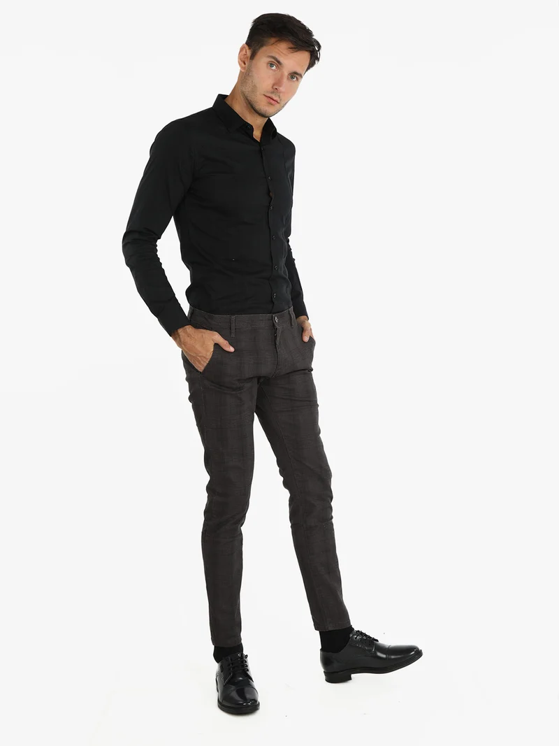 Pantaloni casual da uomo in cotone - grigio scuro