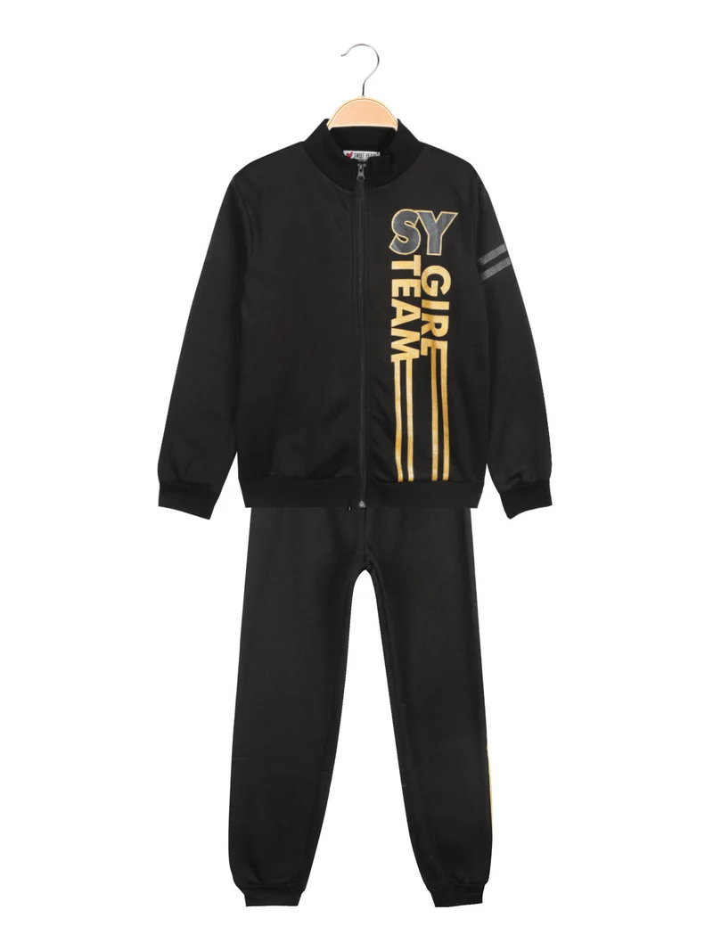 Completo 2 pezzi da bambina felpa e pantalone - nero