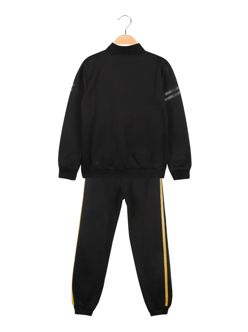 Completo 2 pezzi da bambina felpa e pantalone - nero