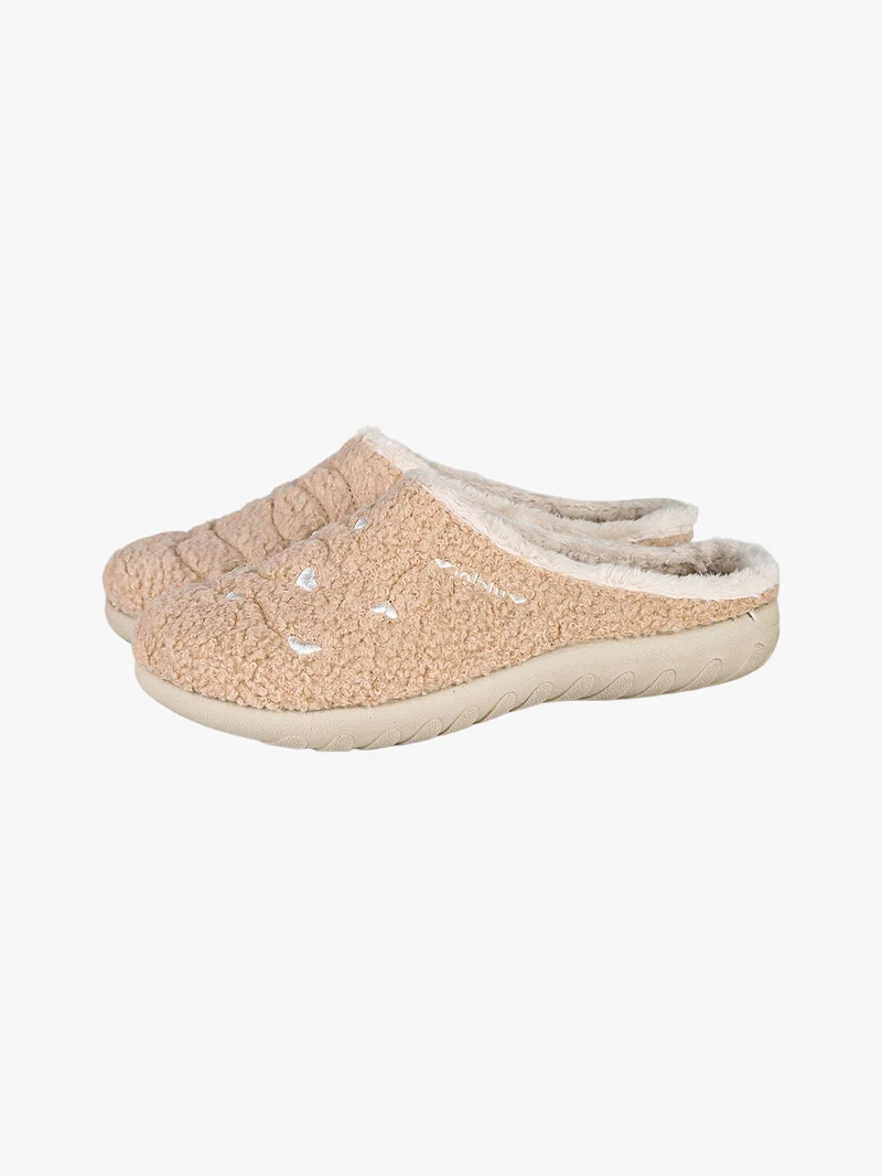 Pantofole donna invernali con ricami - sabbia
