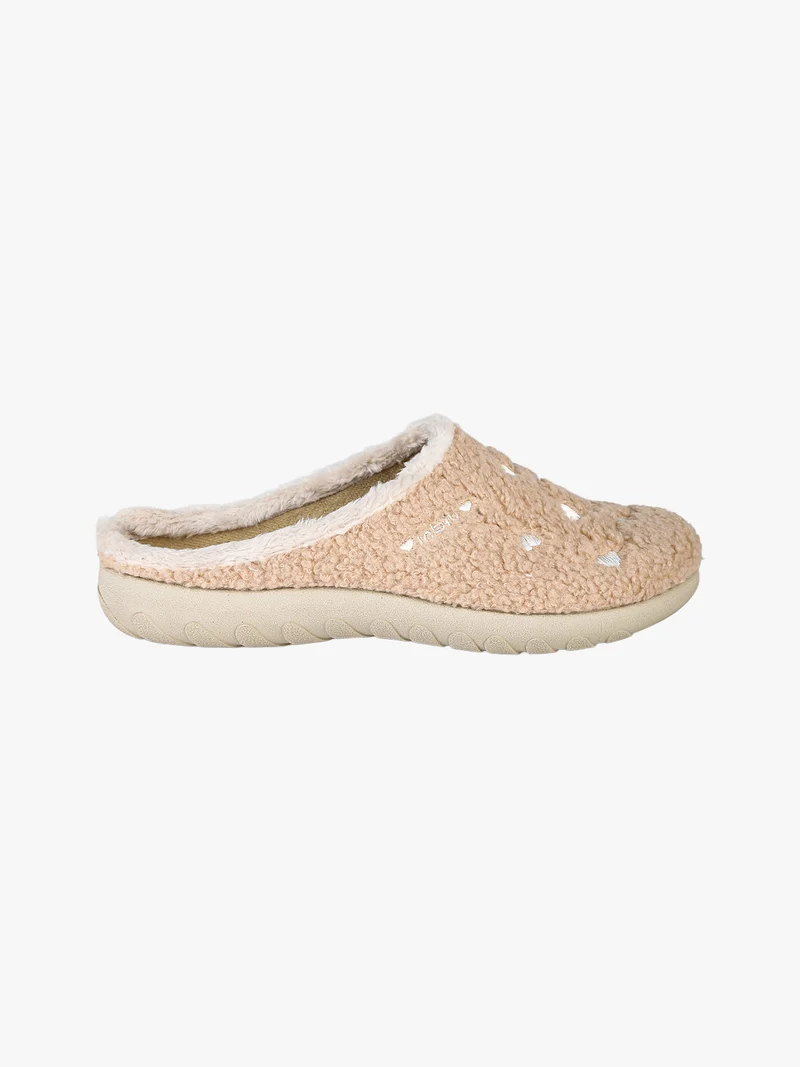 Pantofole donna invernali con ricami - sabbia
