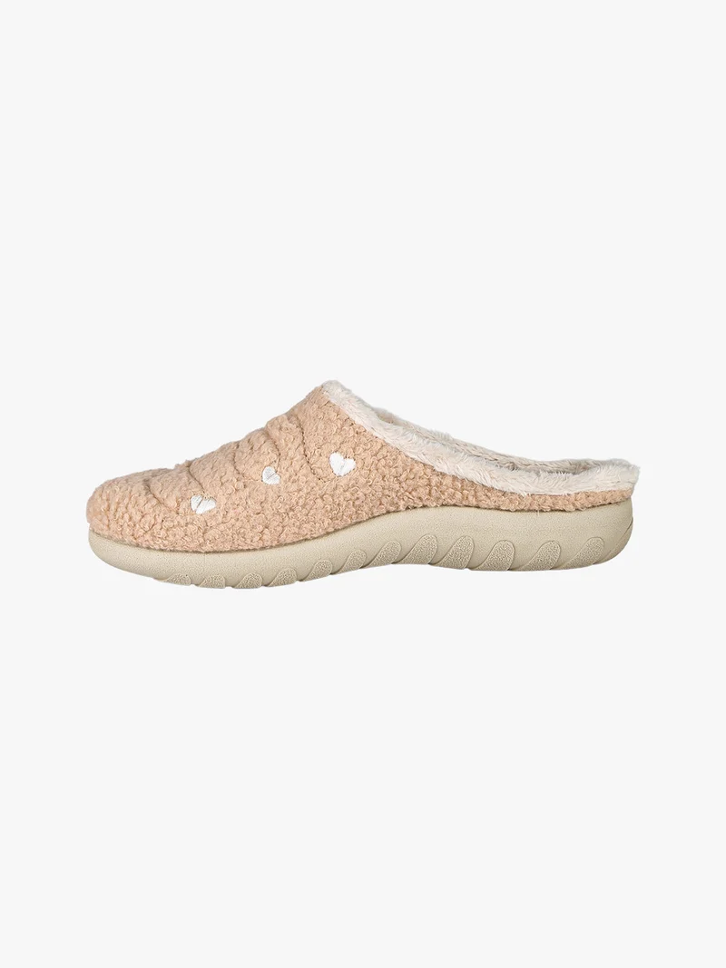 Pantofole donna invernali con ricami - sabbia