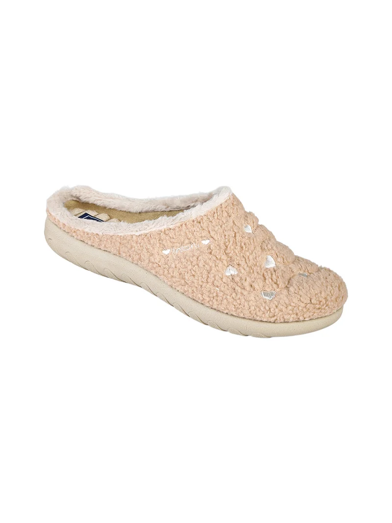 Pantofole donna invernali con ricami - sabbia