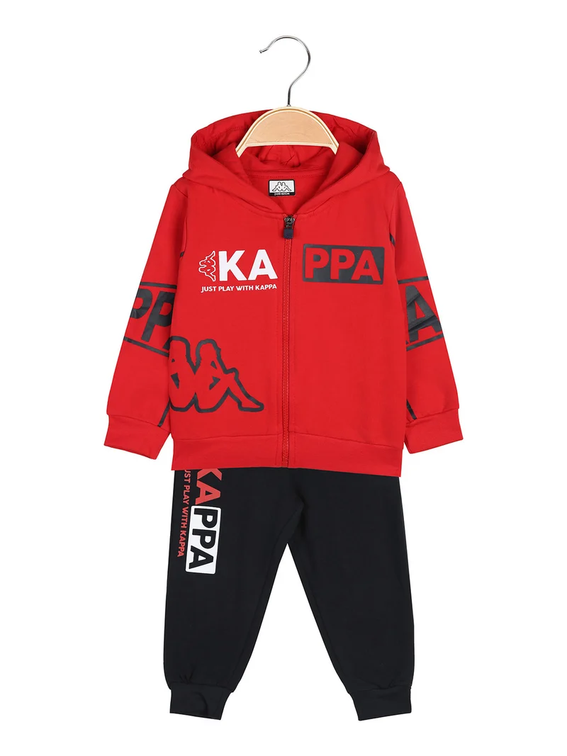 Completo tuta 2 pezzi da neonato con cappuccio e zip - rosso