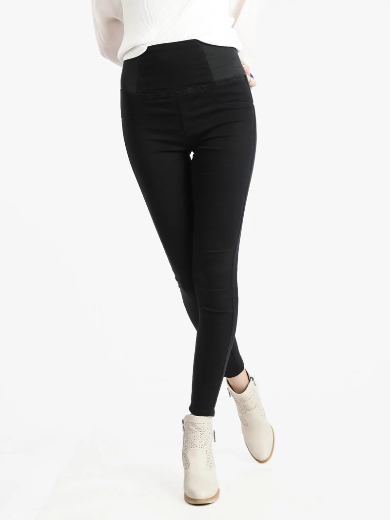 Pantaloni skinny da donna a vita elasticizzata - nero