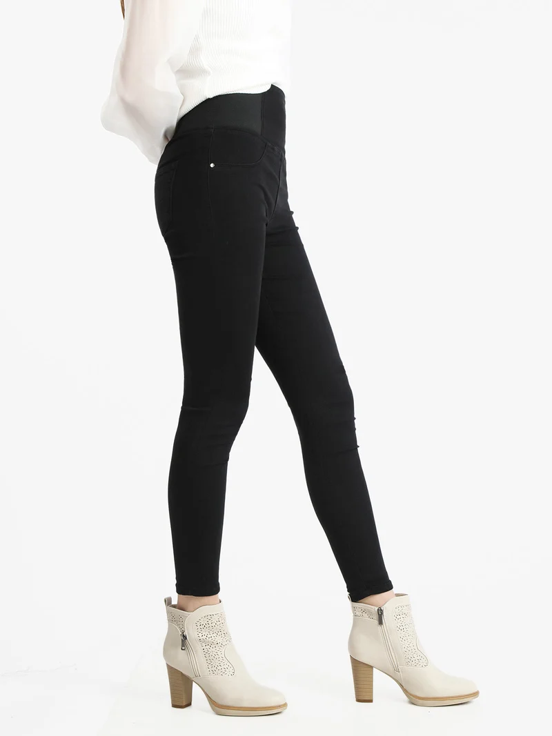 Pantaloni skinny da donna a vita elasticizzata - nero
