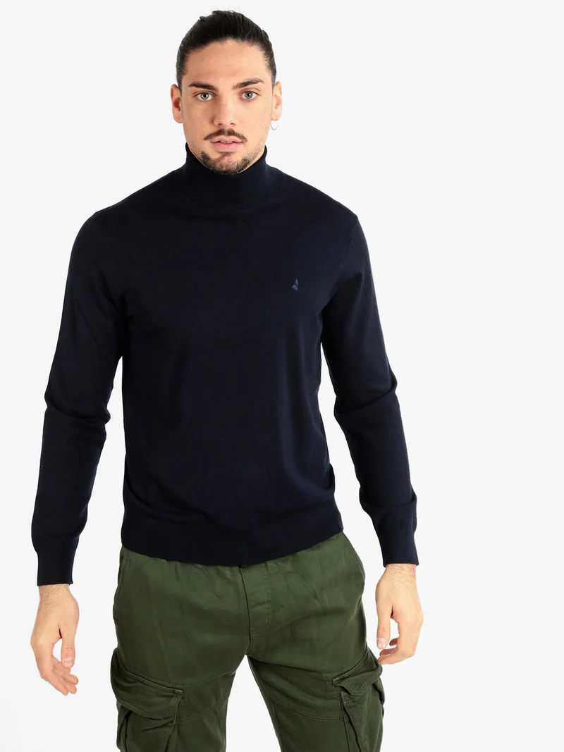 Pullover dolcevita da uomo - blu scuro