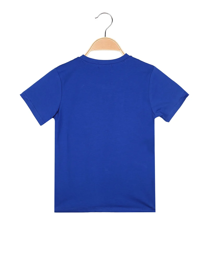 T-shirt da ragazzo in cotone con stampa ITALIA - blu