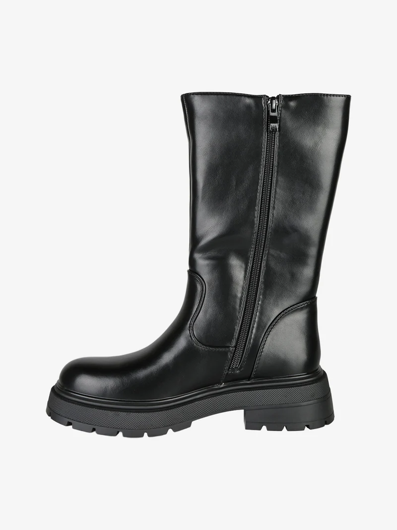 Stivaletti donna chunky con cerniere - nero