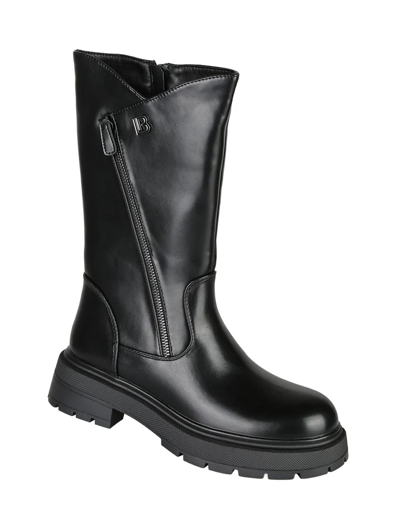 Stivaletti donna chunky con cerniere - nero