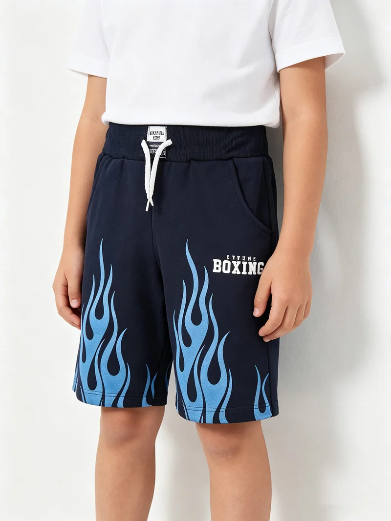 Bermuda sportivi da ragazzo con coulisse - blu scuro