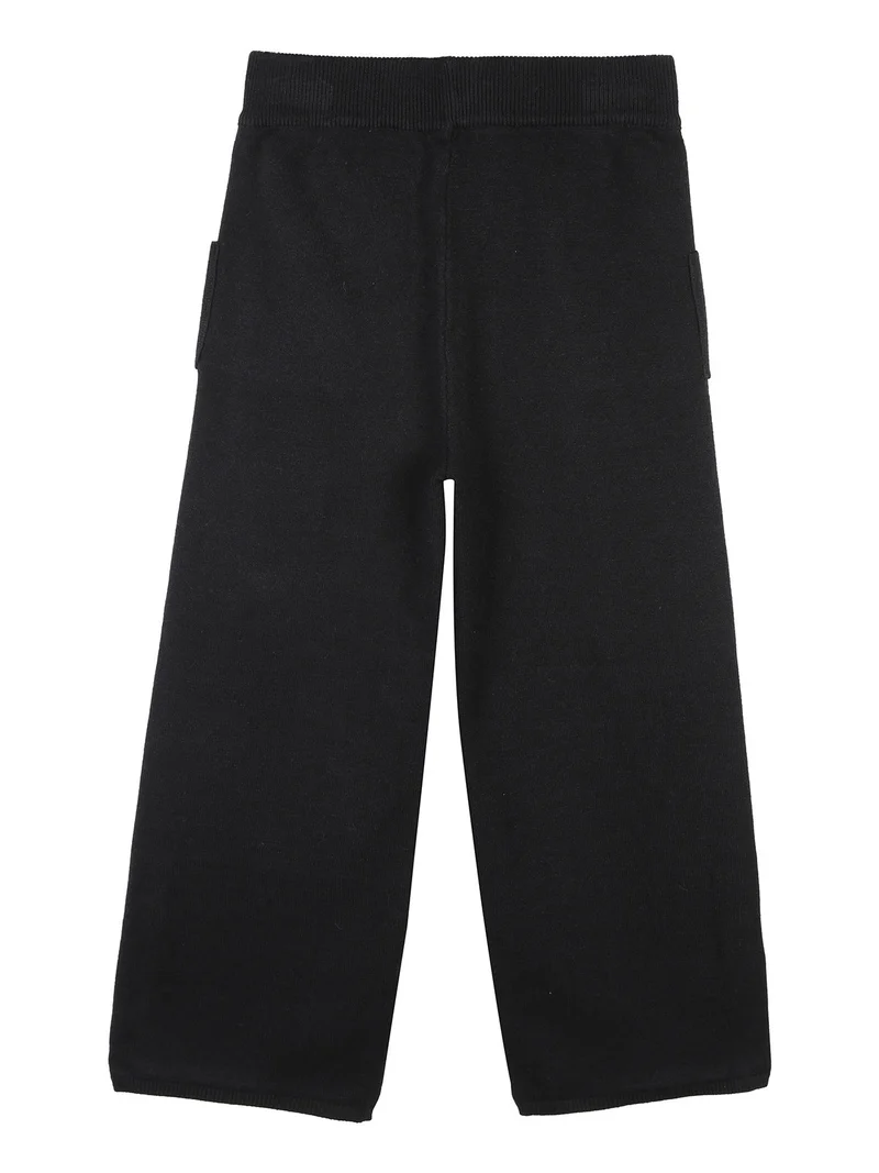 Pantaloni da bambina in maglia a gamba larga - nero