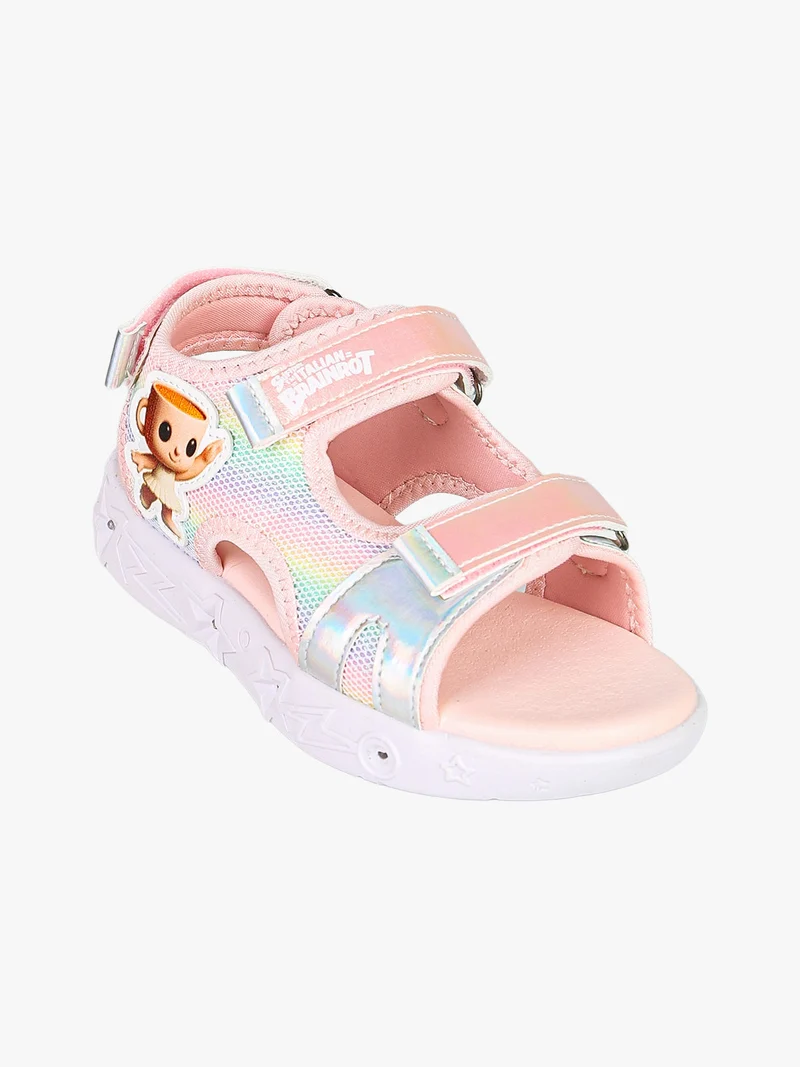 Sandali da ragazza con luci e cinturini a strappo - rosa