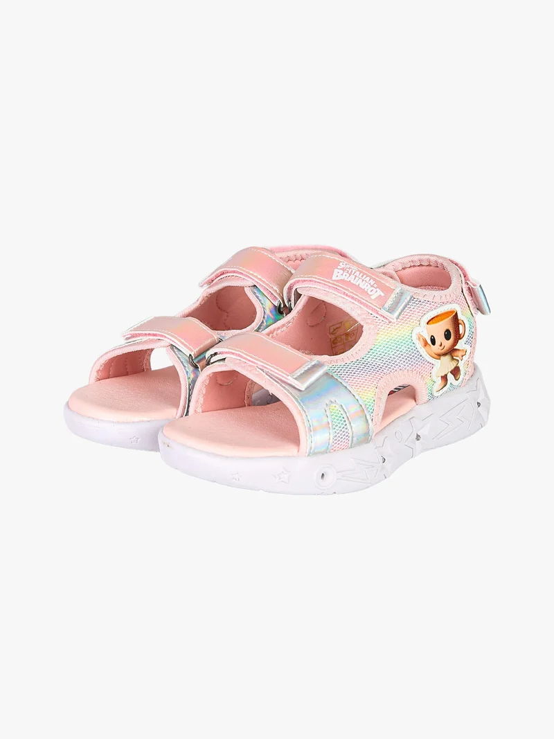 Sandali da ragazza con luci e cinturini a strappo - rosa