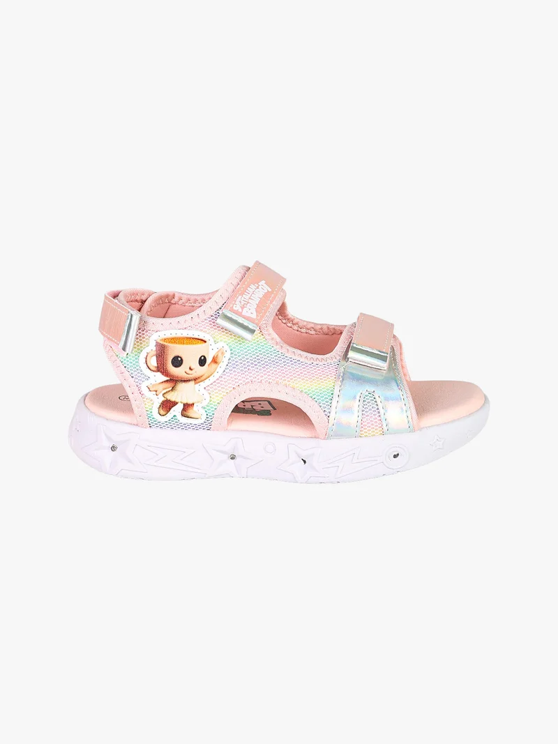 Sandali da ragazza con luci e cinturini a strappo - rosa