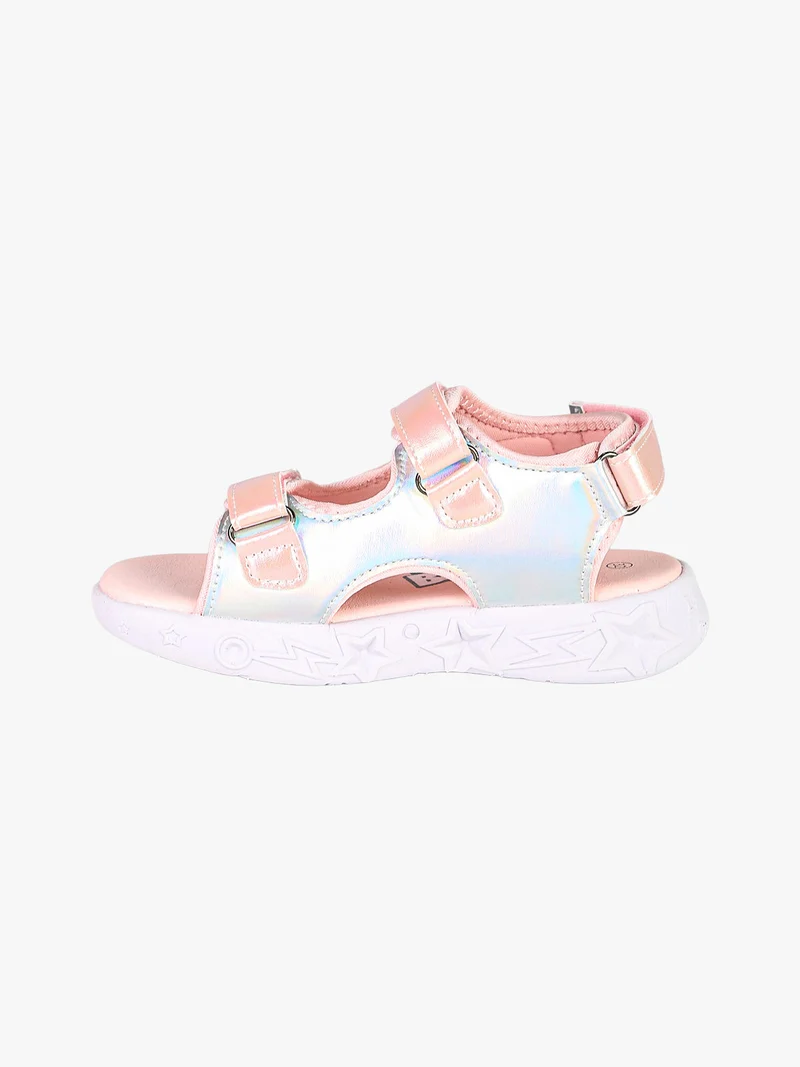 Sandali da ragazza con luci e cinturini a strappo - rosa