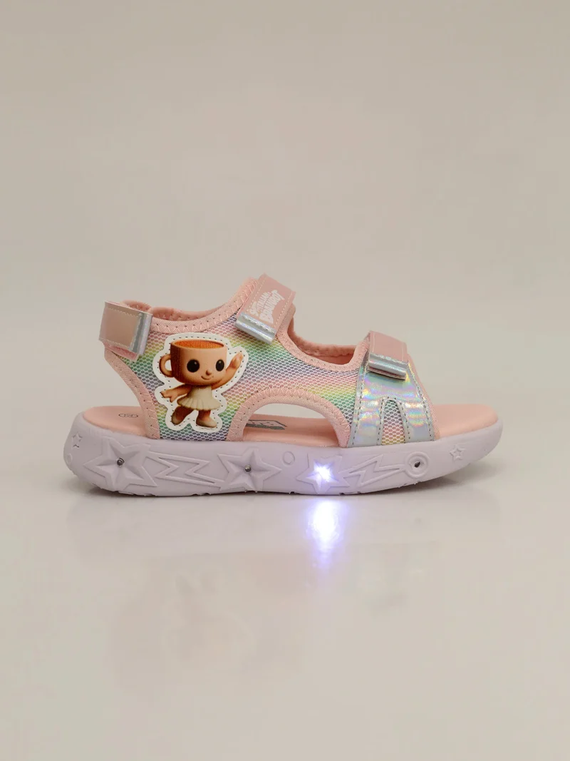 Sandali da ragazza con luci e cinturini a strappo - rosa