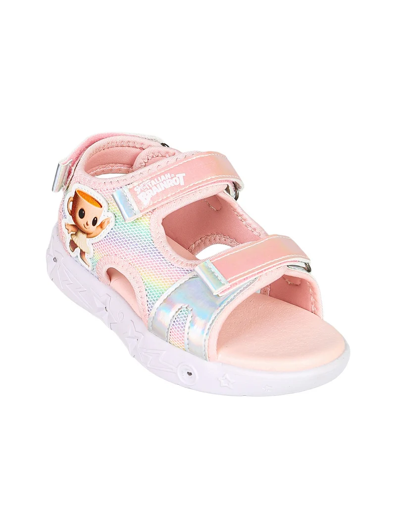 Sandali da ragazza con luci e cinturini a strappo - rosa