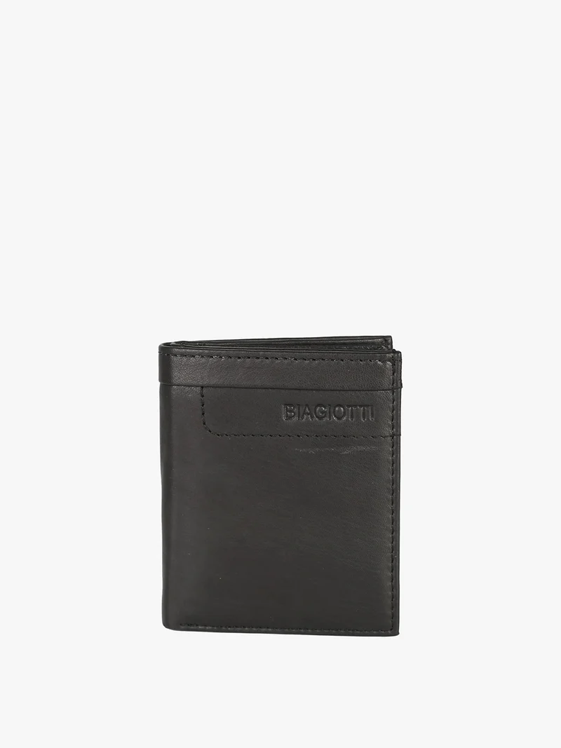 Mini portafoglio verticale in pelle da uomo - nero