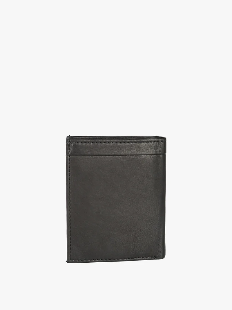Mini portafoglio verticale in pelle da uomo - nero