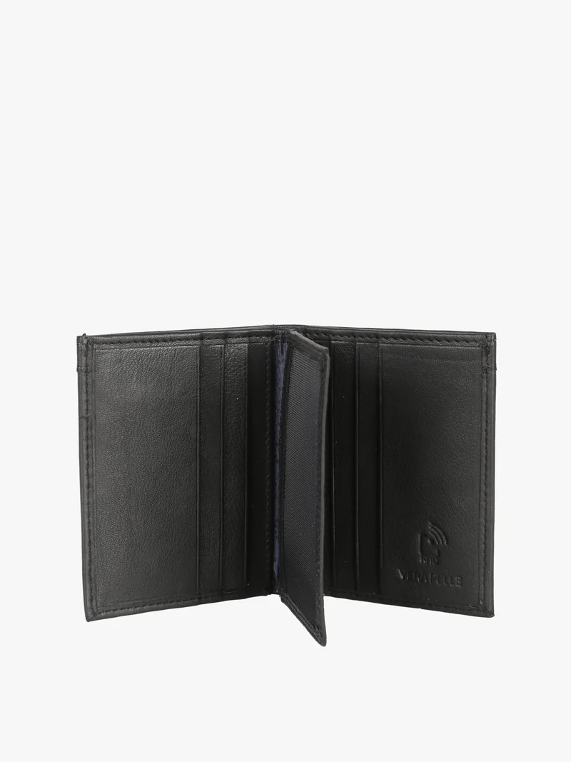 Mini portafoglio verticale in pelle da uomo - nero