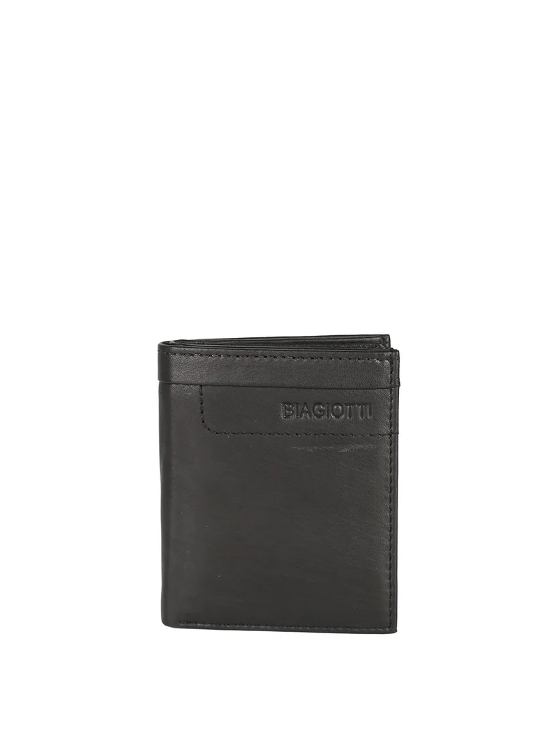 Mini portafoglio verticale in pelle da uomo - nero
