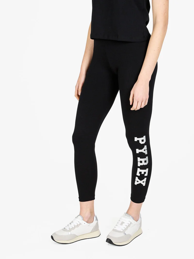 Leggings sportivi da donna con logo sul fondo - nero