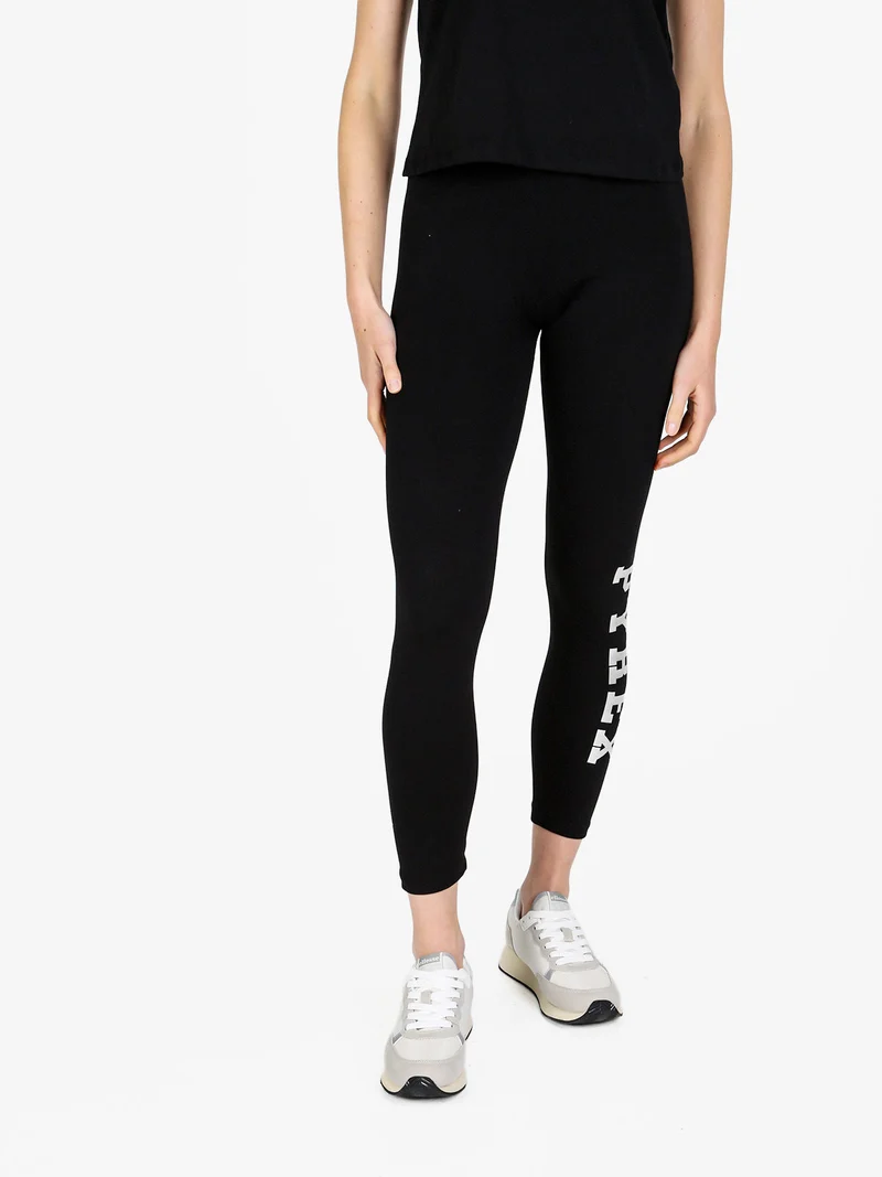 Leggings sportivi da donna con logo sul fondo - nero