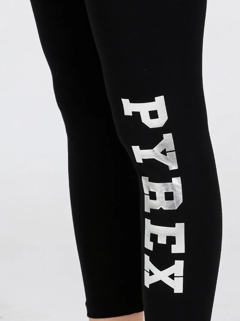 Leggings sportivi da donna con logo sul fondo - nero