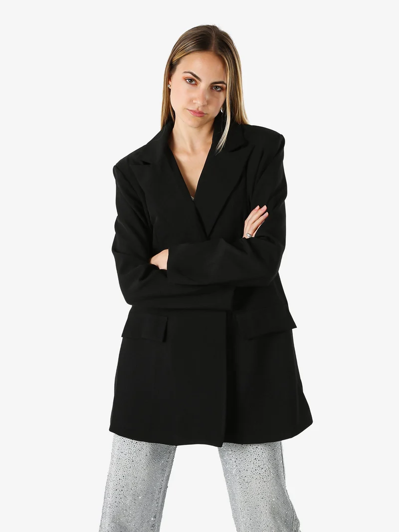 Blazer oversize da donna con chiusura a doppiopetto - nero