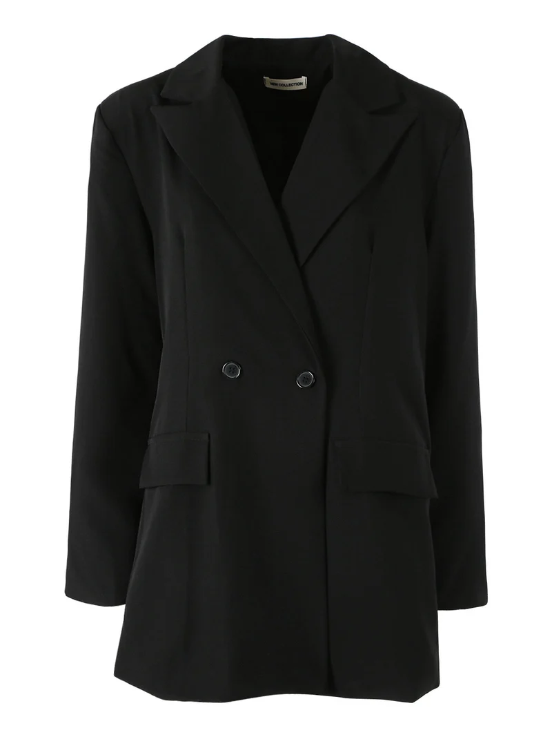 Blazer oversize da donna con chiusura a doppiopetto - nero