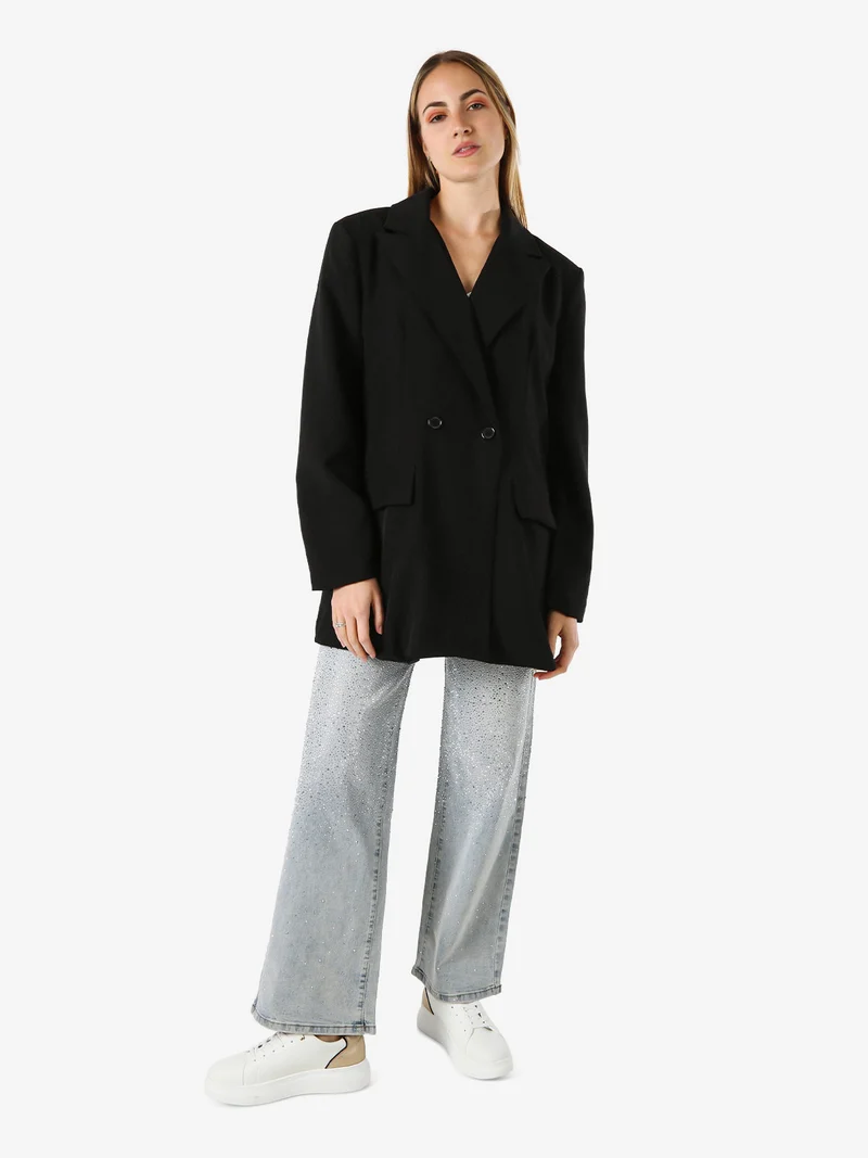 Blazer oversize da donna con chiusura a doppiopetto - nero