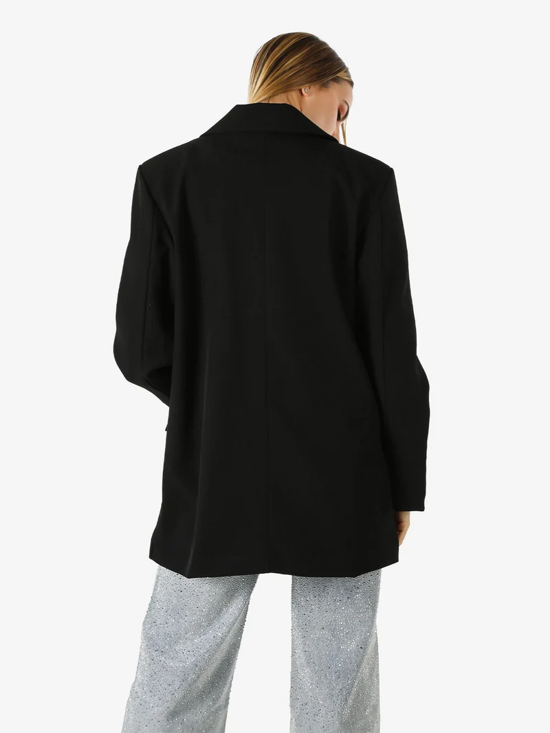 Blazer oversize da donna con chiusura a doppiopetto - nero