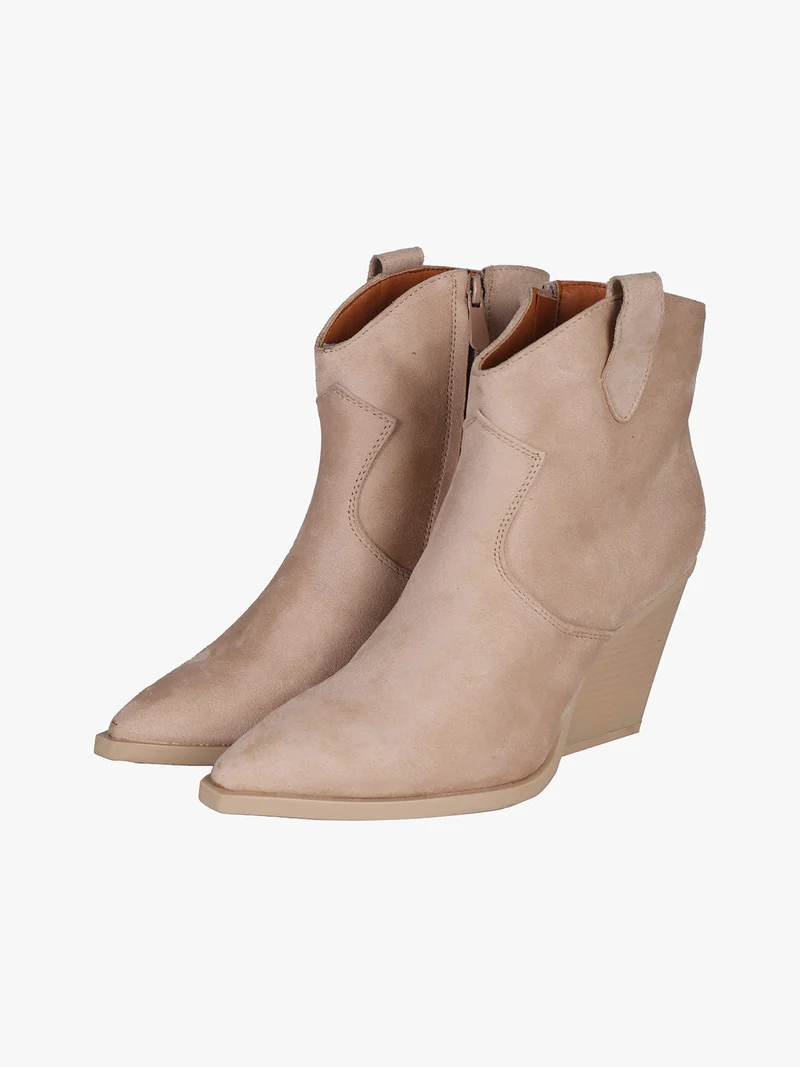 Tronchetti texani da donna in tessuto scamosciato - beige