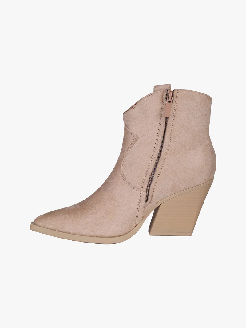 Tronchetti texani da donna in tessuto scamosciato - beige