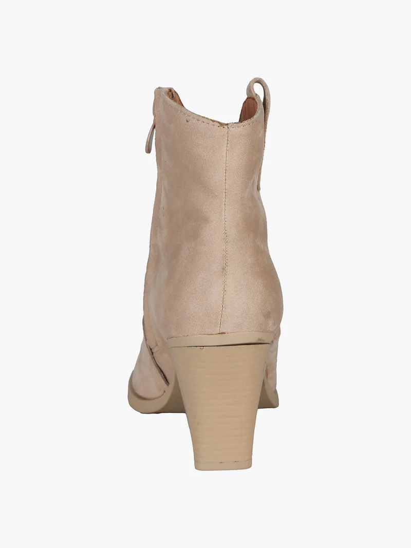 Tronchetti texani da donna in tessuto scamosciato - beige