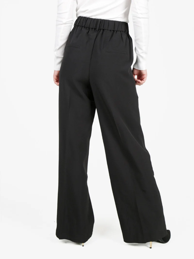 Pantaloni donna a gamba larga e vita alta - nero